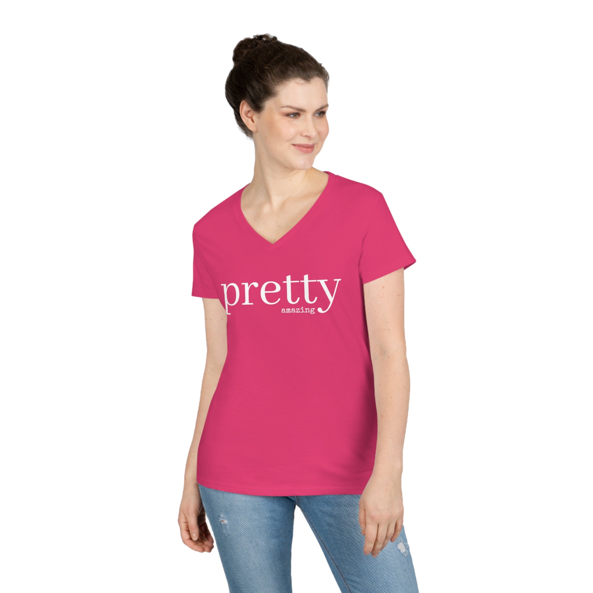  PRETTY amazing Women's V Neck T-shirt, Cute Graphic Tee V-neck