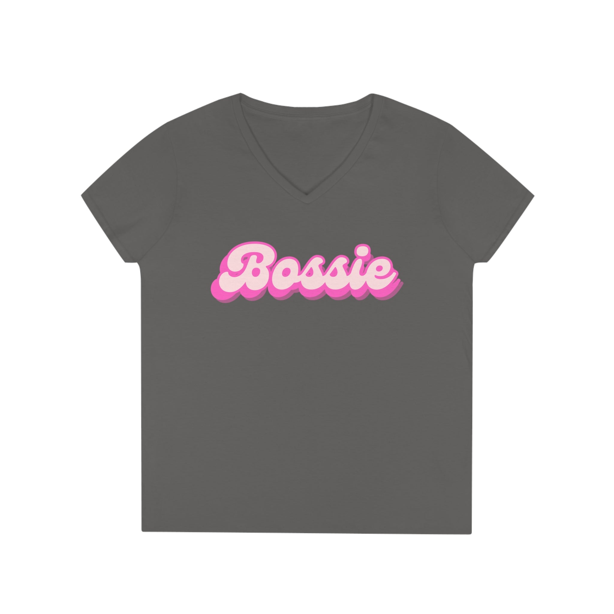  Bossie (Barbie) Funny Women's V Neck T-shirt, Cute Graphic Tee V-neck2XLCharcoal