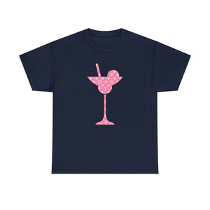  Abby Pattern in Pink and Beige Martini Glass Unisex Relaxed Fit Heavy Cotton Tee, Graphic Loose Fit Tshirt T-ShirtNavy5XL