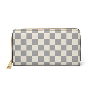  Check Mate in Light Grey and Beige Wallet, Zipper Pouch, Coin Purse, Zippered Wallet, Cute Purse AccessoriesOnesizeWhite