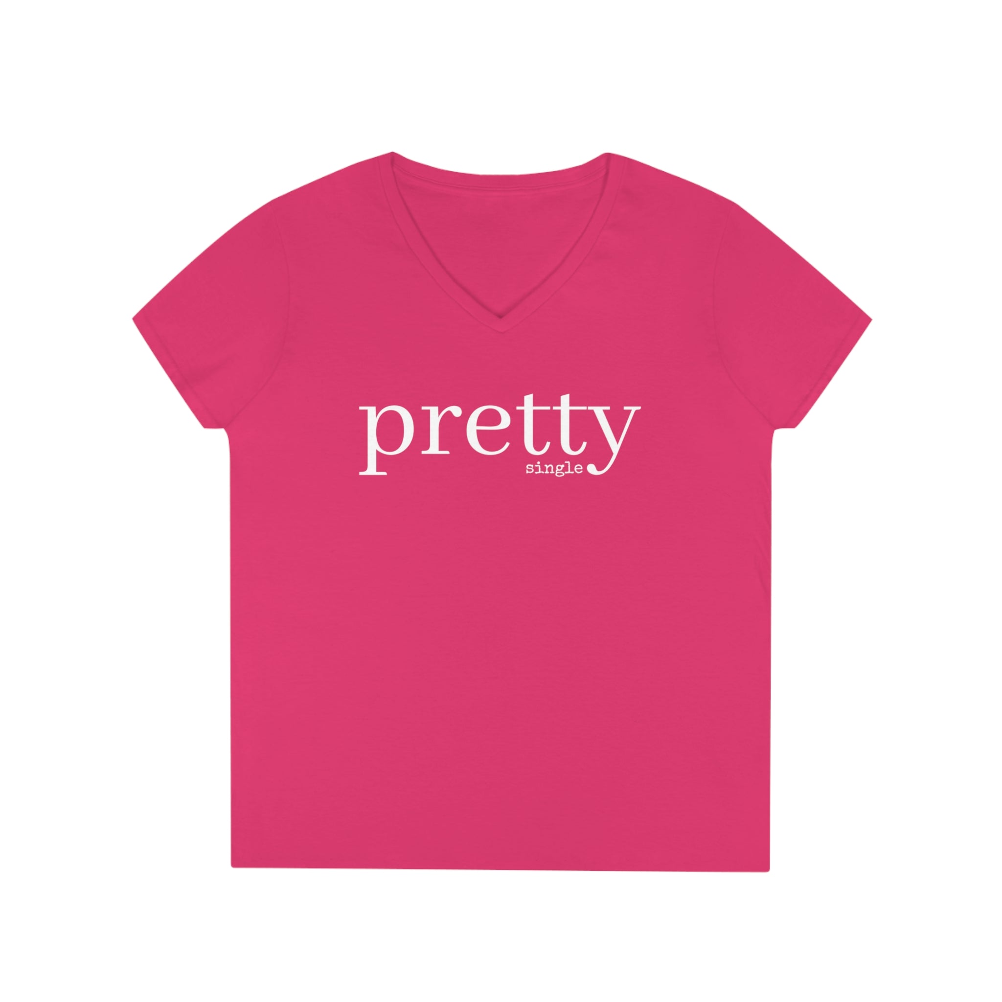  PRETTY single Women's V Neck T-shirt, Cute Graphic Tee V-neck2XLHeliconia