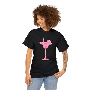  Abby Pattern in Pink and Beige Martini Glass Unisex Relaxed Fit Heavy Cotton Tee, Graphic Loose Fit Tshirt T-Shirt