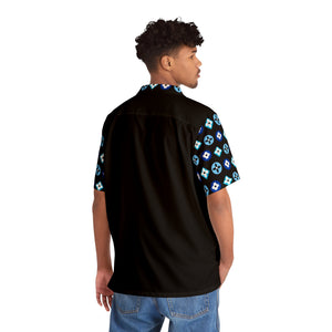  Groove Collection Trilogy of Icons Solid Block (Blues) Unisex Gender Neutral Black Button Up Shirt, Hawaiian Shirt Men's Shirts