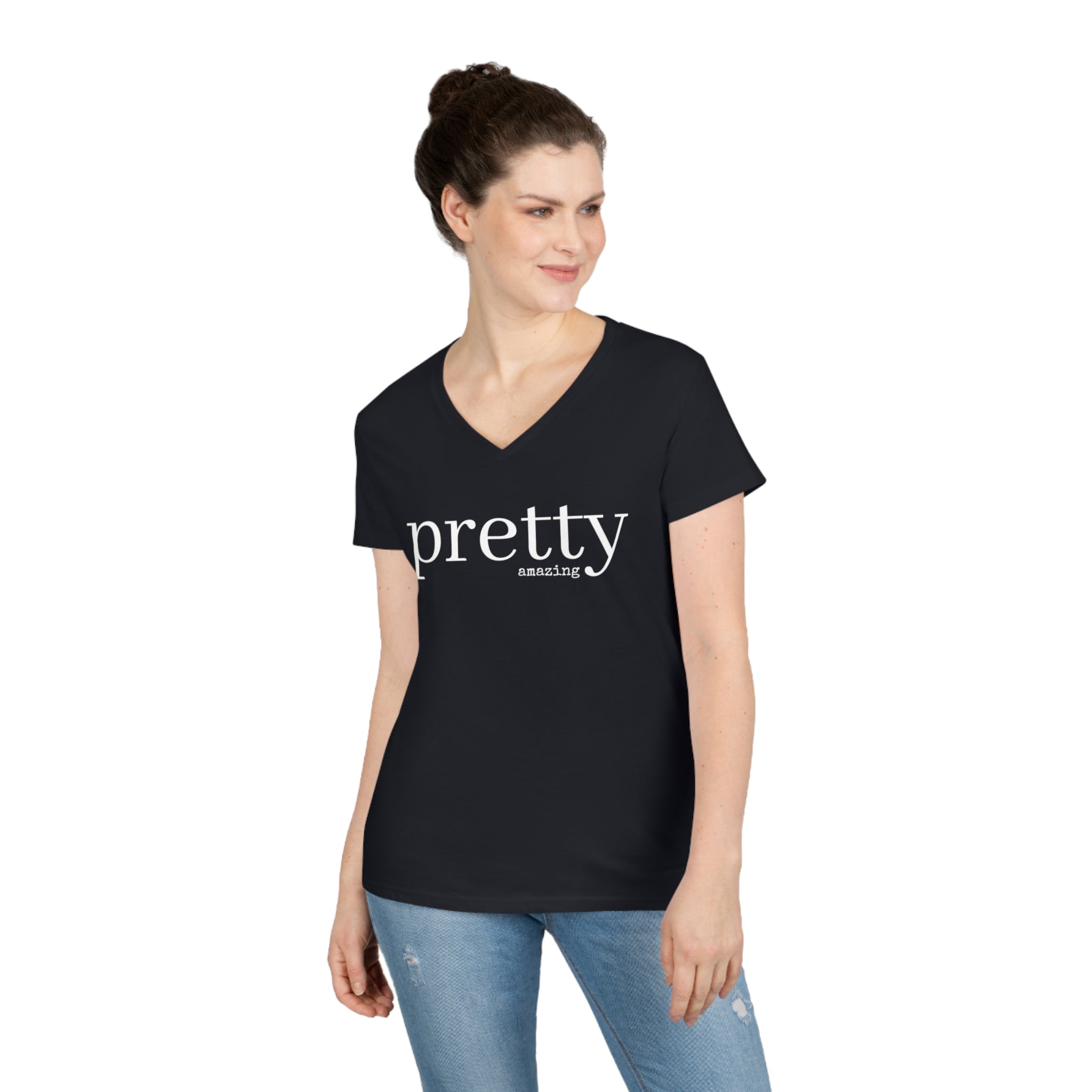  PRETTY amazing Women's V Neck T-shirt, Cute Graphic Tee V-neck