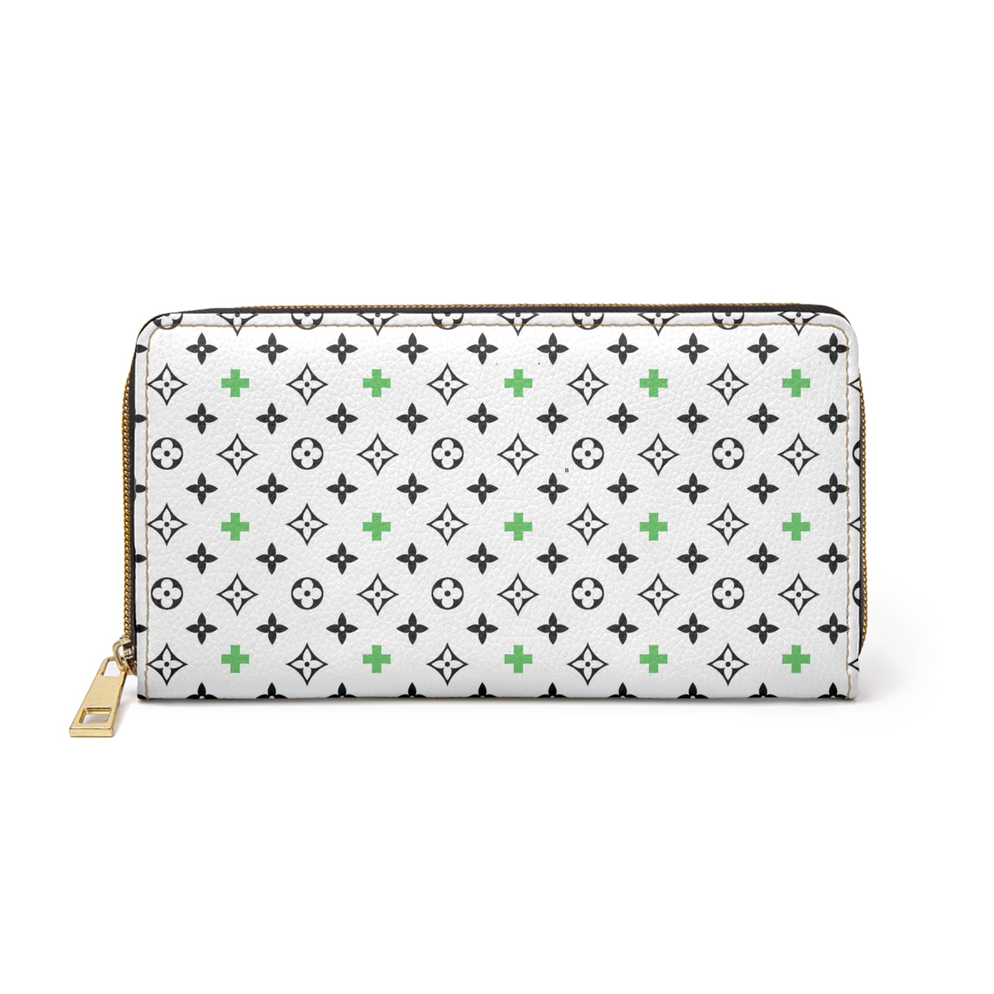  B+A Design in Green Women's Wallet, Zipper Pouch, Coin Purse, Zippered Wallet, Cute Purse AccessoriesOnesizeWhite