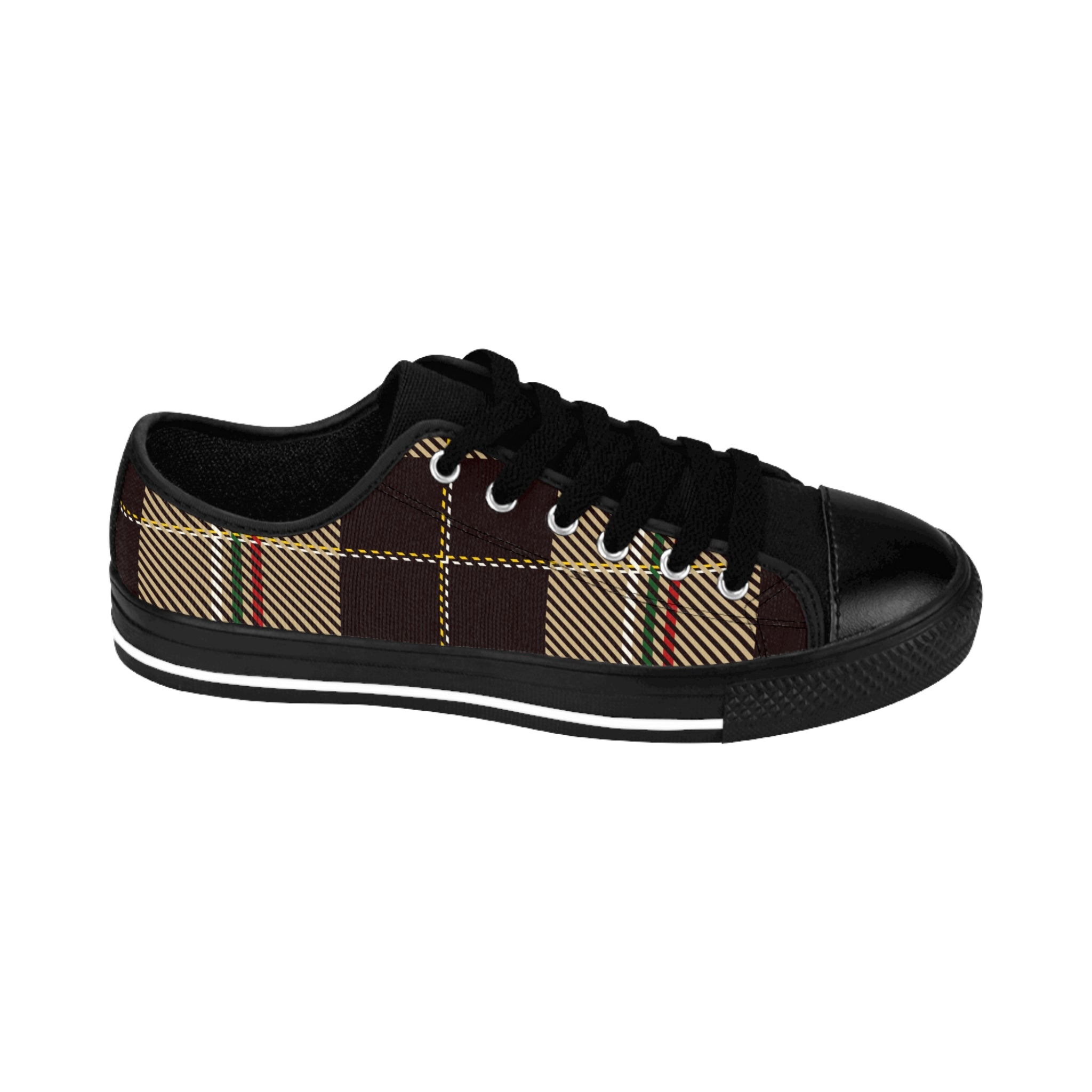 Designer Collection in Plaid (Dark Brown) Women's Low Top Canvas Shoes Shoes US-8-Black-sole The Middle Aged Groove