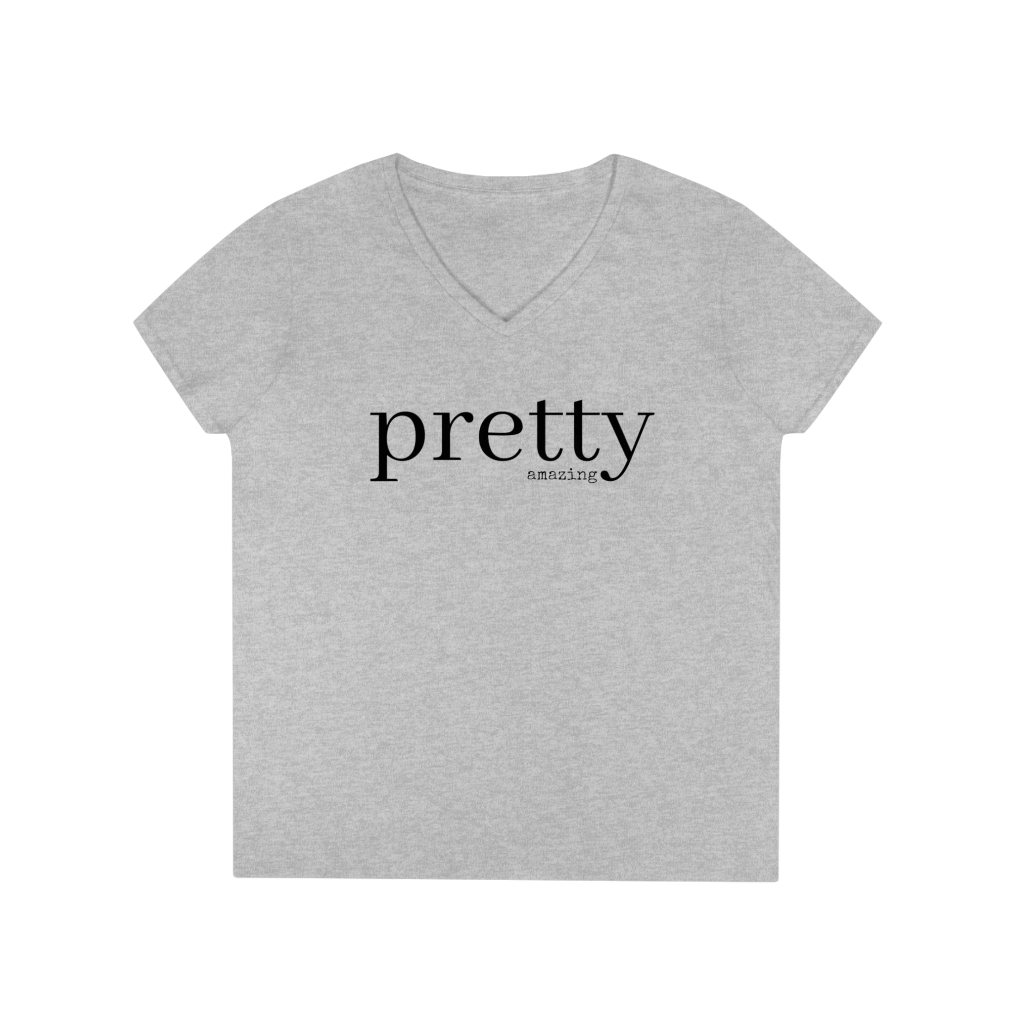  PRETTY amazing Women's V Neck T-shirt, Cute Graphic Tee V-neck2XLSportGrey