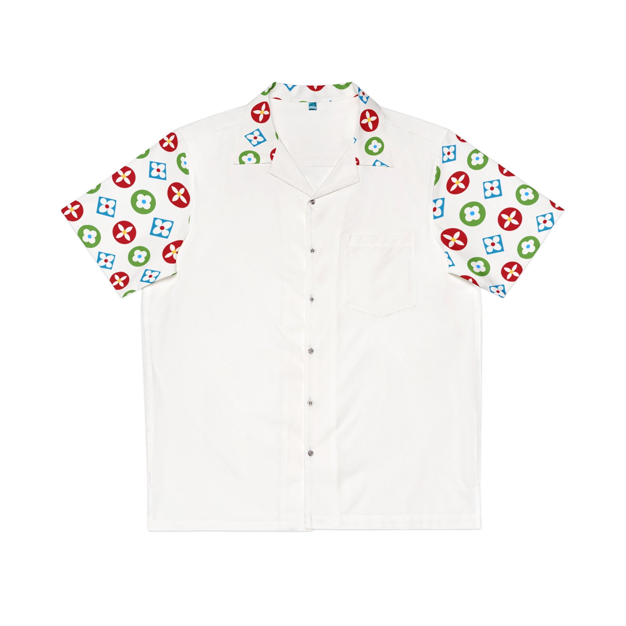  Groove Collection Trilogy of Icons Solid Block (Red, Green, Blue) White Unisex Gender Neutral Button Up Shirt, Hawaiian Shirt Men's Shirts5XLWhite