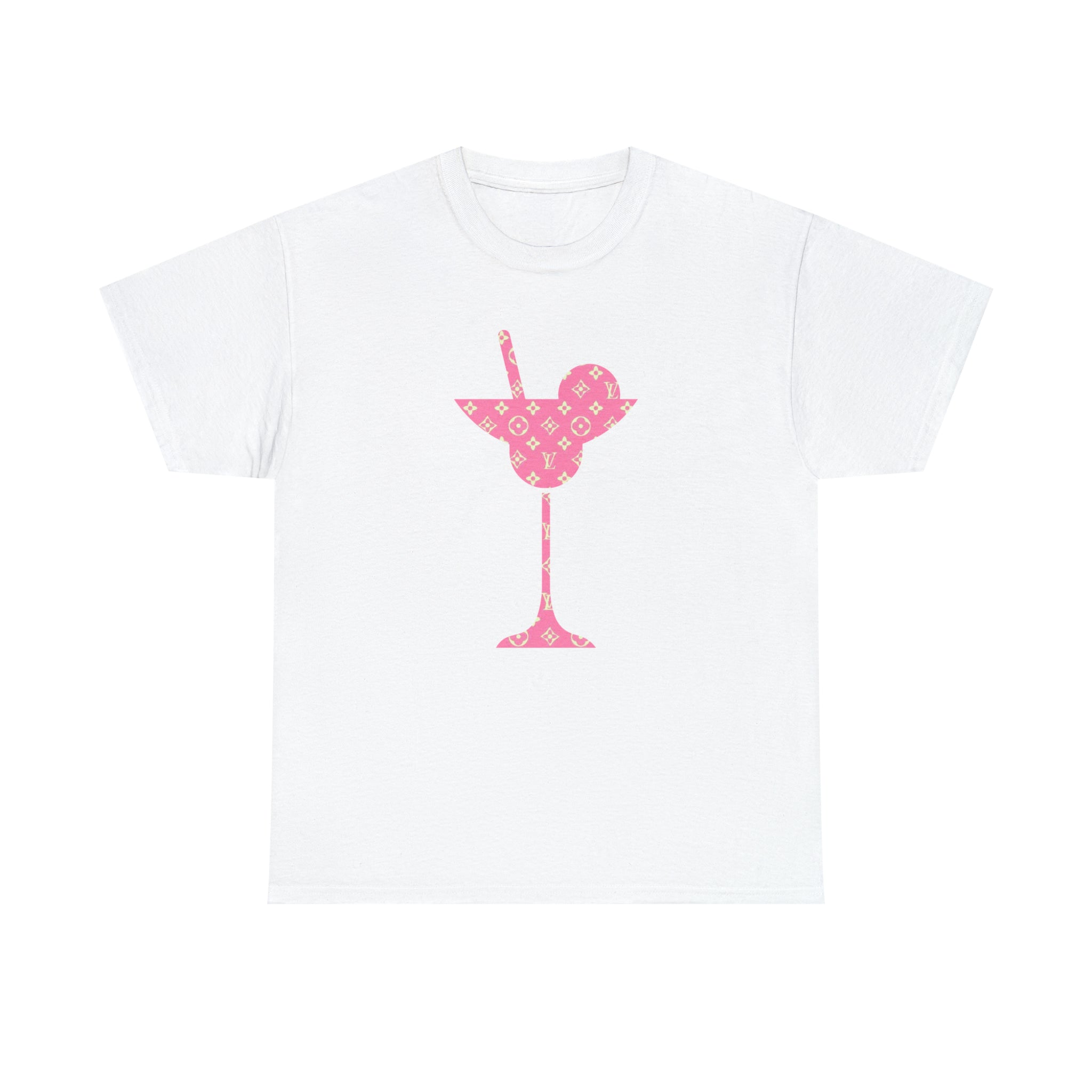  Abby Pattern in Pink and Beige Martini Glass Unisex Relaxed Fit Heavy Cotton Tee, Graphic Loose Fit Tshirt T-ShirtWhite5XL