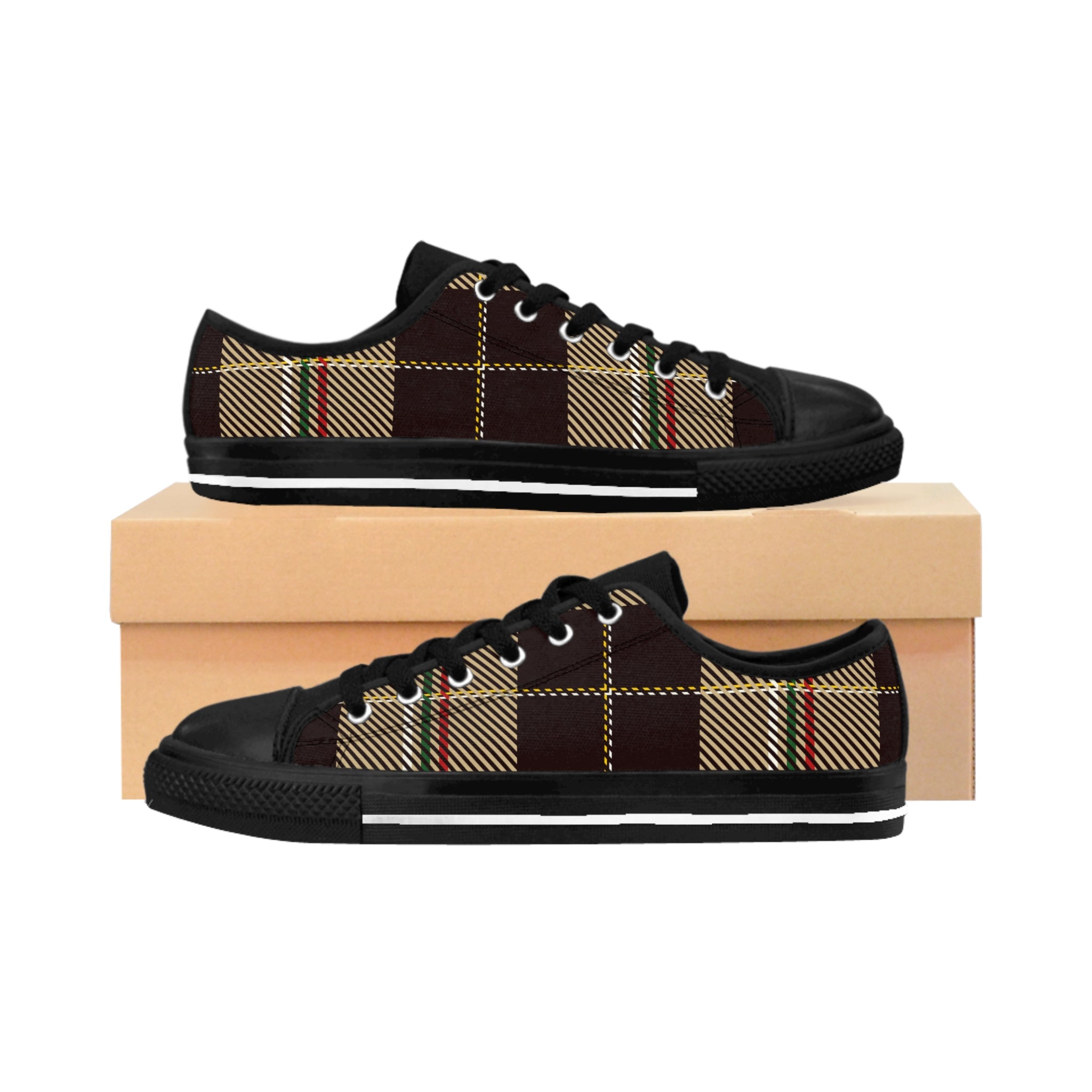 Designer Collection in Plaid (Dark Brown) Women's Low Top Canvas Shoes Shoes  The Middle Aged Groove