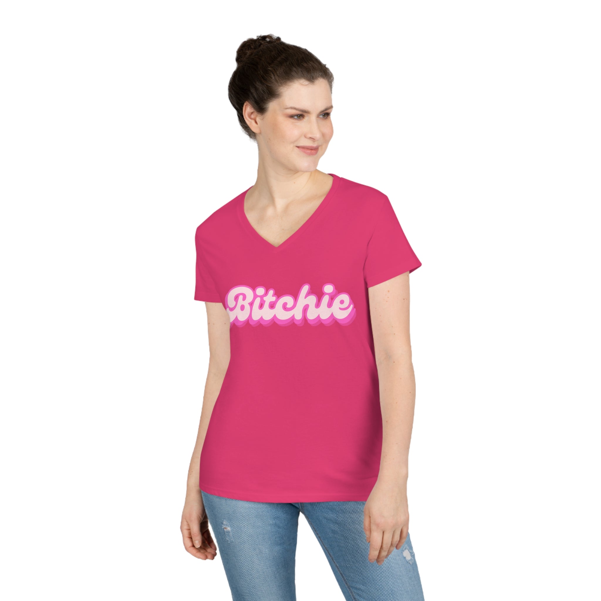  Bitchie (Barbie) Funny Women's V Neck T-shirt, Cute Graphic Tee V-neck