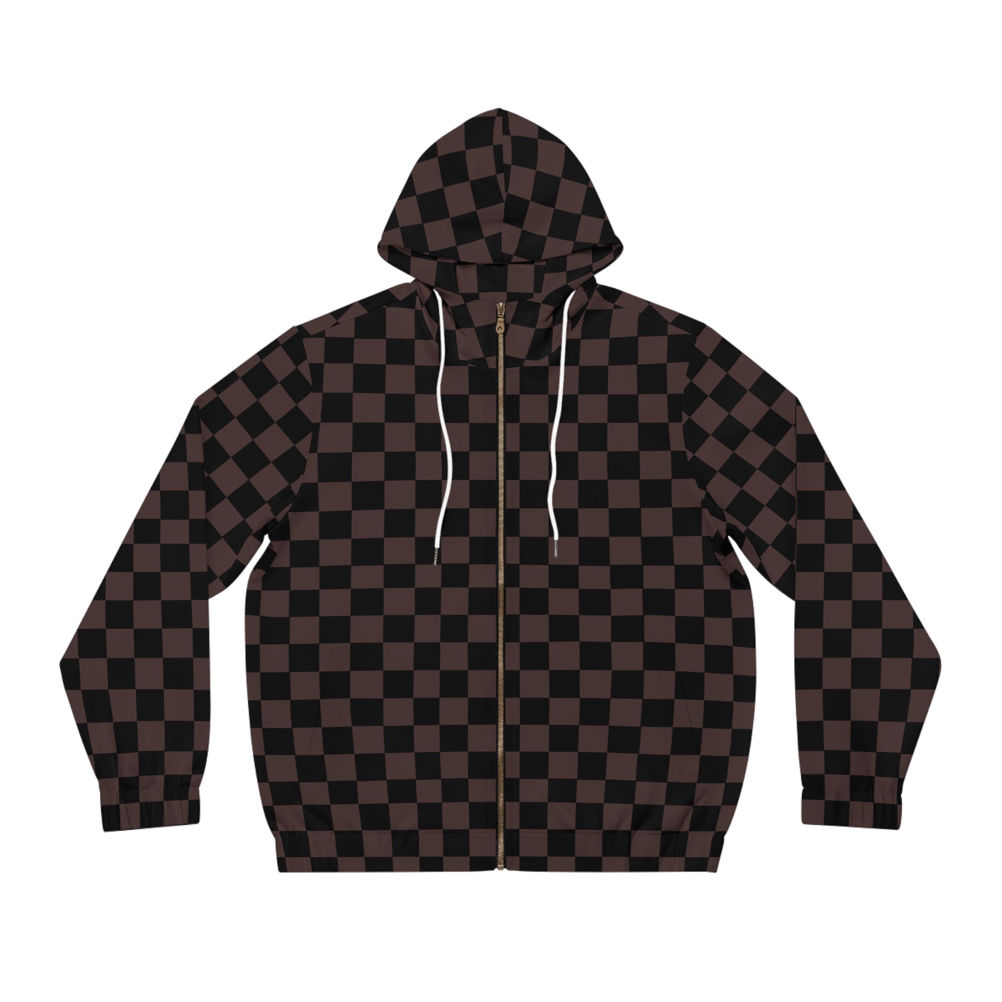 Designer Collection Check Mate (Brown) Unisex Zip Hoodie All Over Prints 2XL-White The Middle Aged Groove