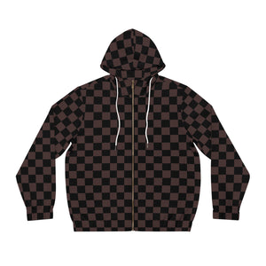 Designer Collection Check Mate (Brown) Unisex Zip Hoodie All Over Prints 2XL-White The Middle Aged Groove