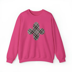  Pink Plaid Pattern Flower with Sleeve Print Unisex Heavy Blend Sweatshirt Sweatshirt3XLHeliconia
