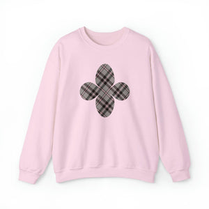  Pink Plaid Pattern Flower with Sleeve Print Unisex Heavy Blend Sweatshirt Sweatshirt3XLLightPink