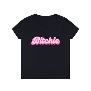  Bitchie (Barbie) Funny Women's V Neck T-shirt, Cute Graphic Tee V-neck2XLBlack