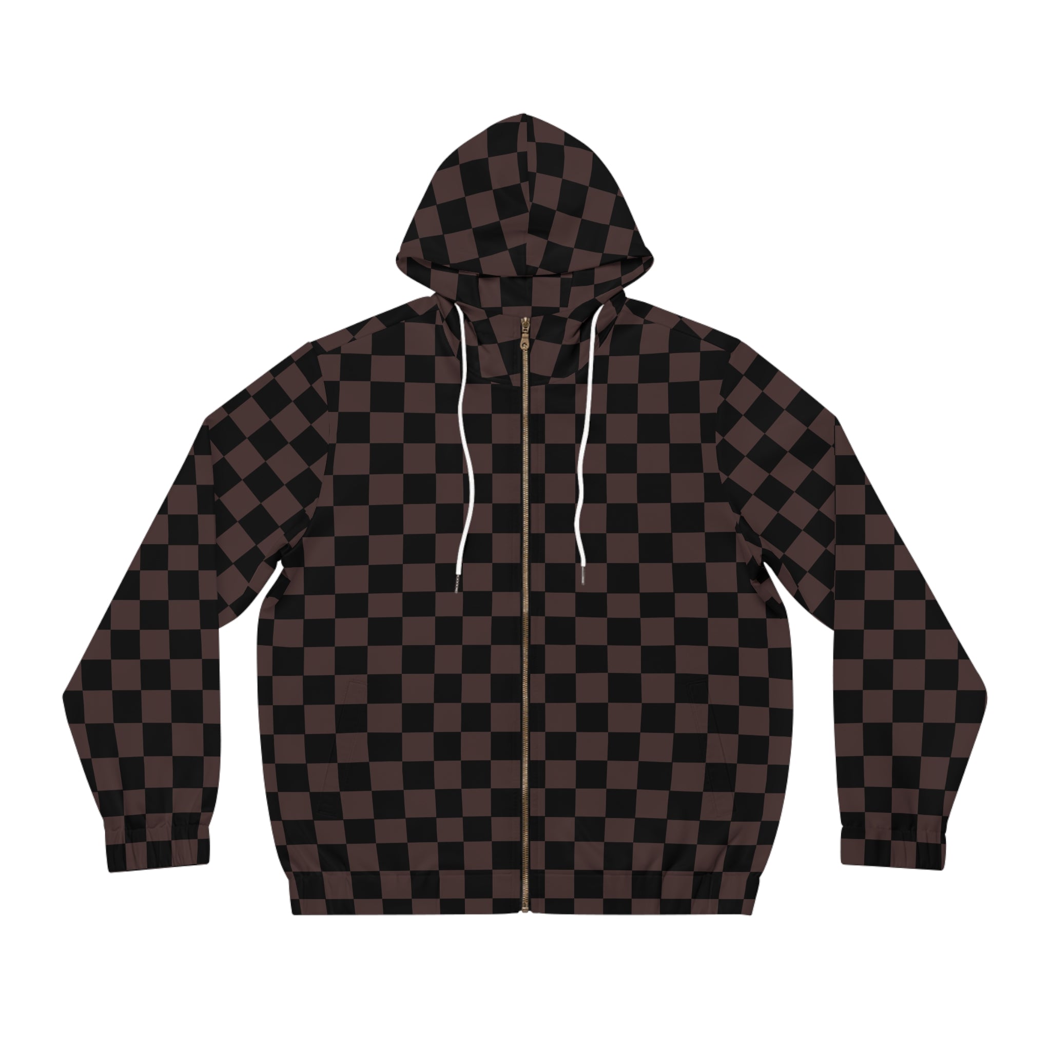 Designer Collection Check Mate (Brown) Unisex Zip Hoodie All Over Prints M-White The Middle Aged Groove