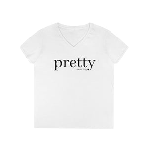  PRETTY amazing Women's V Neck T-shirt, Cute Graphic Tee V-neck2XLWhite