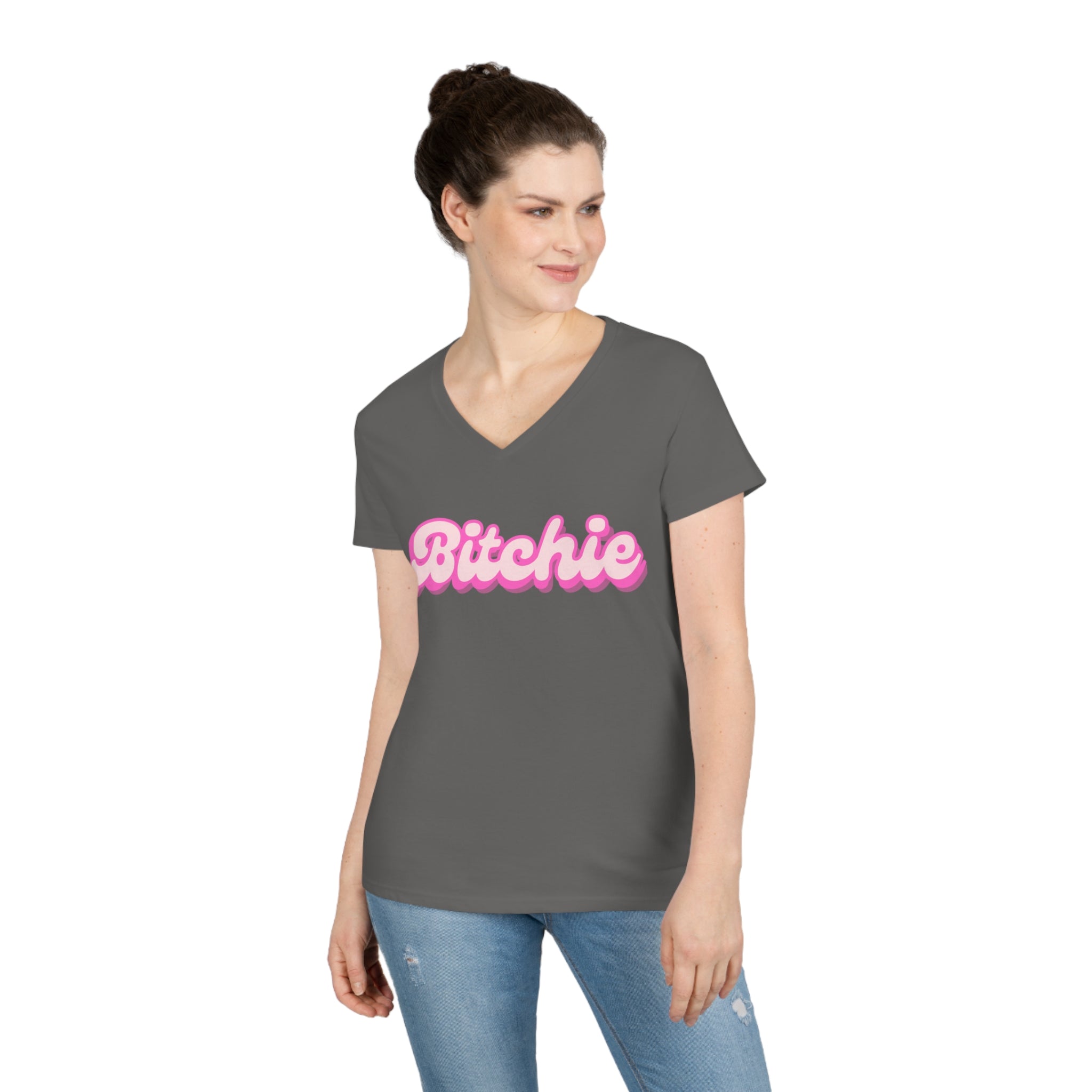  Bitchie (Barbie) Funny Women's V Neck T-shirt, Cute Graphic Tee V-neck
