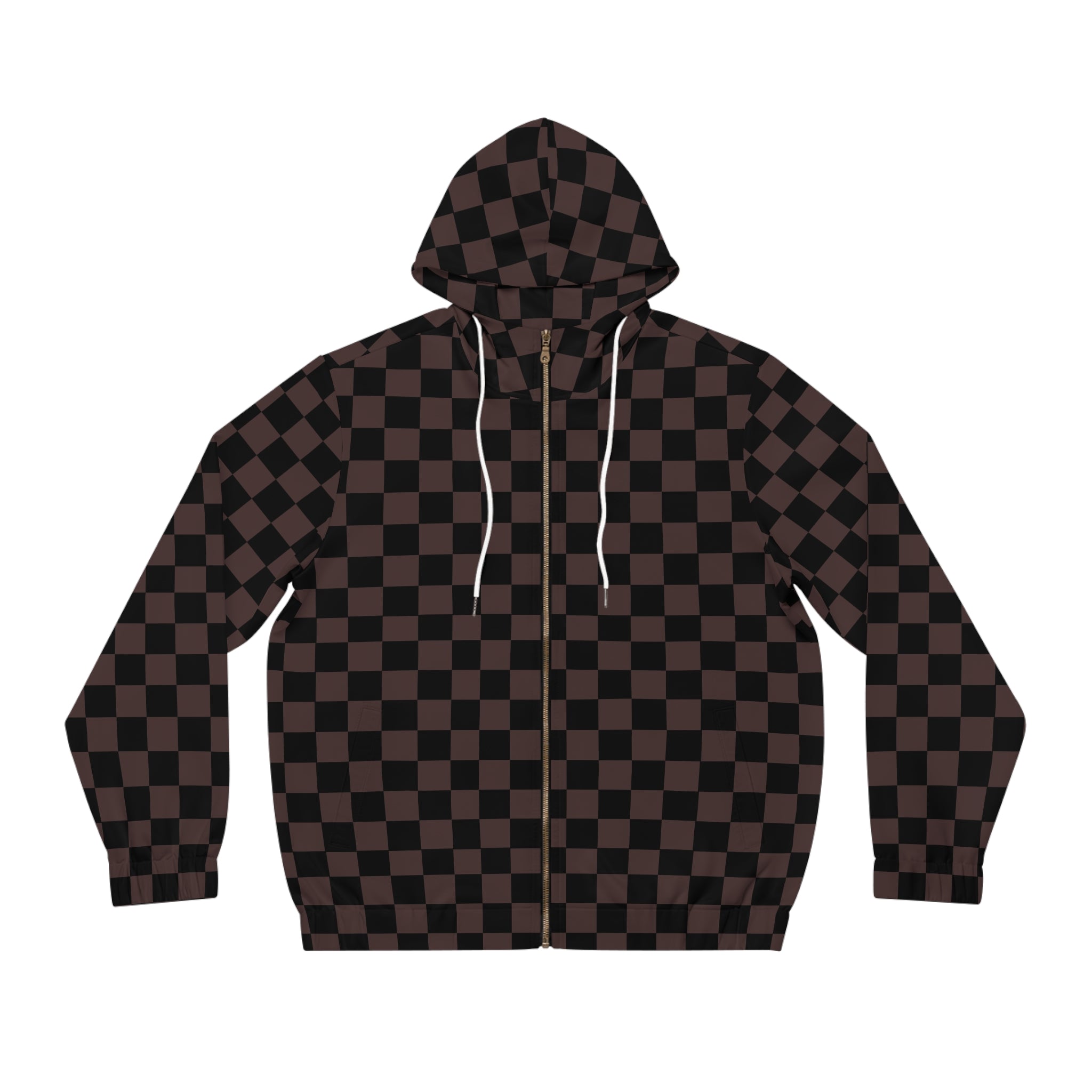Designer Collection Check Mate (Brown) Unisex Zip Hoodie All Over Prints XL-White The Middle Aged Groove