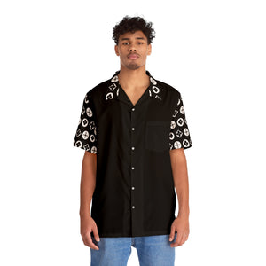  Groove Collection Trilogy of Icons Solid Block (Black, White) Unisex Gender Neutral Black Button Up Shirt, Hawaiian Shirt Men's Shirts