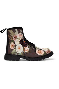 BOHO STAY WILD (Dark Bloom) Women's Brown Canvas Boots - The Middle Aged Groove