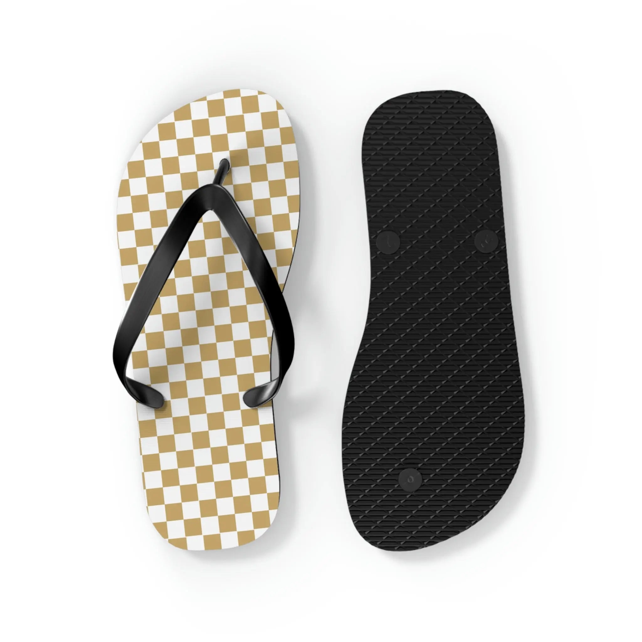  Designer Collection Check Mate (Gold) Flip Flops Shoes