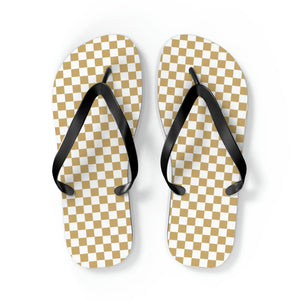  Designer Collection Check Mate (Gold) Flip Flops ShoesLBlack