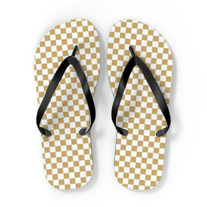  Designer Collection Check Mate (Gold) Flip Flops ShoesXLBlack
