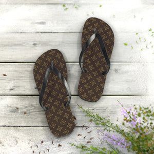  Designer Collection (Flower Power) Brown Flip Flops Flipflops