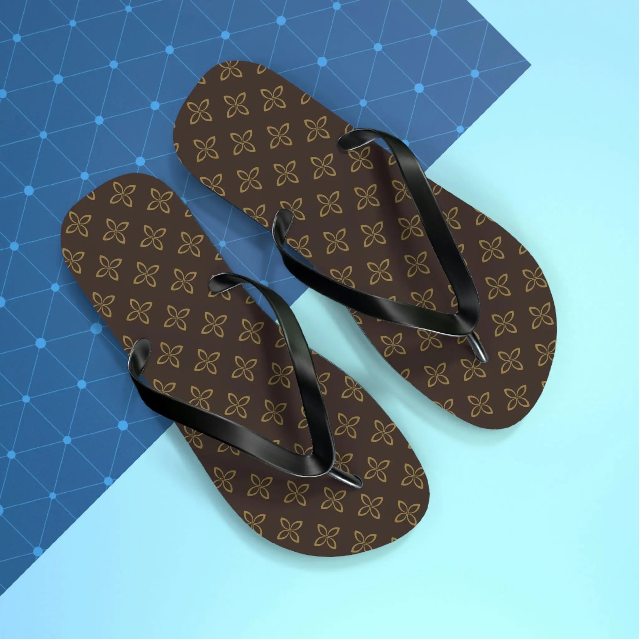  Designer Collection (Flower Power) Brown Flip Flops Flipflops