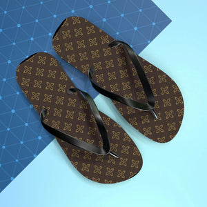  Designer Collection (Flower Power) Brown Flip Flops Flipflops