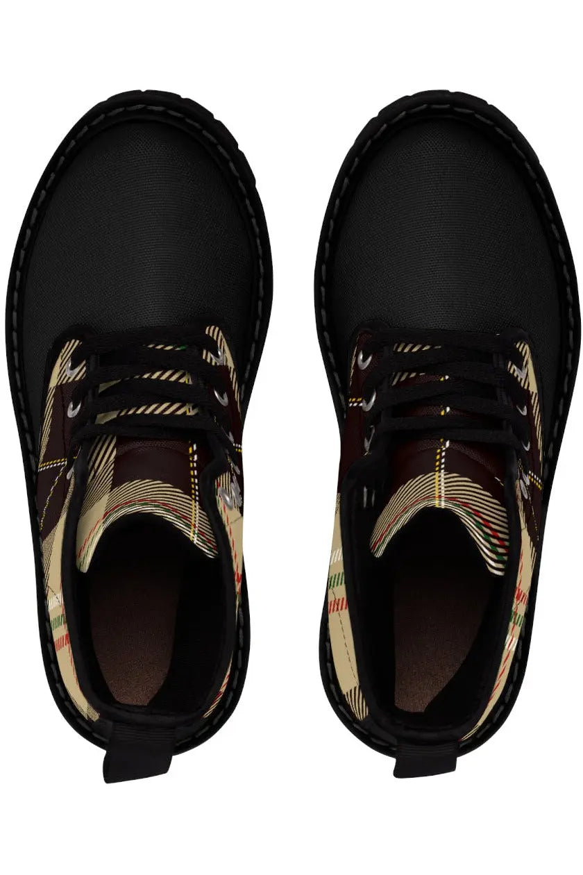 Designer Collection (Cream Plaid) Black Toe Women's Canvas Boots