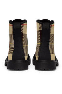 Designer Collection (Cream Plaid) Black Toe Women's Canvas Boots