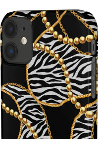 Groove Designer Collection (Black and White Animal Print Swirl + Pearls) Snap Phone Case