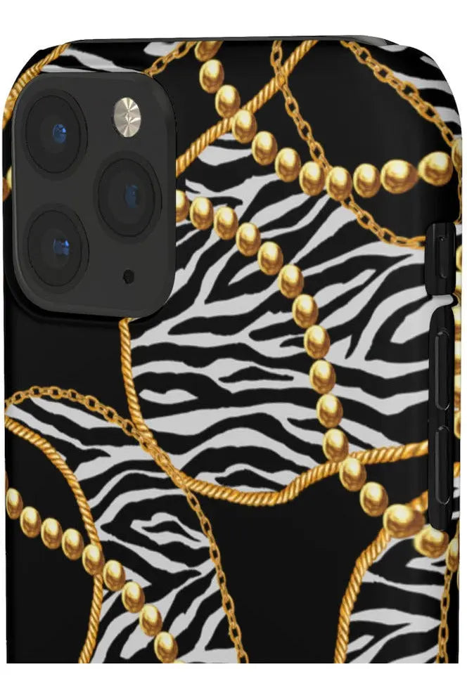 Groove Designer Collection (Black and White Animal Print Swirl + Pearls) Snap Phone Case