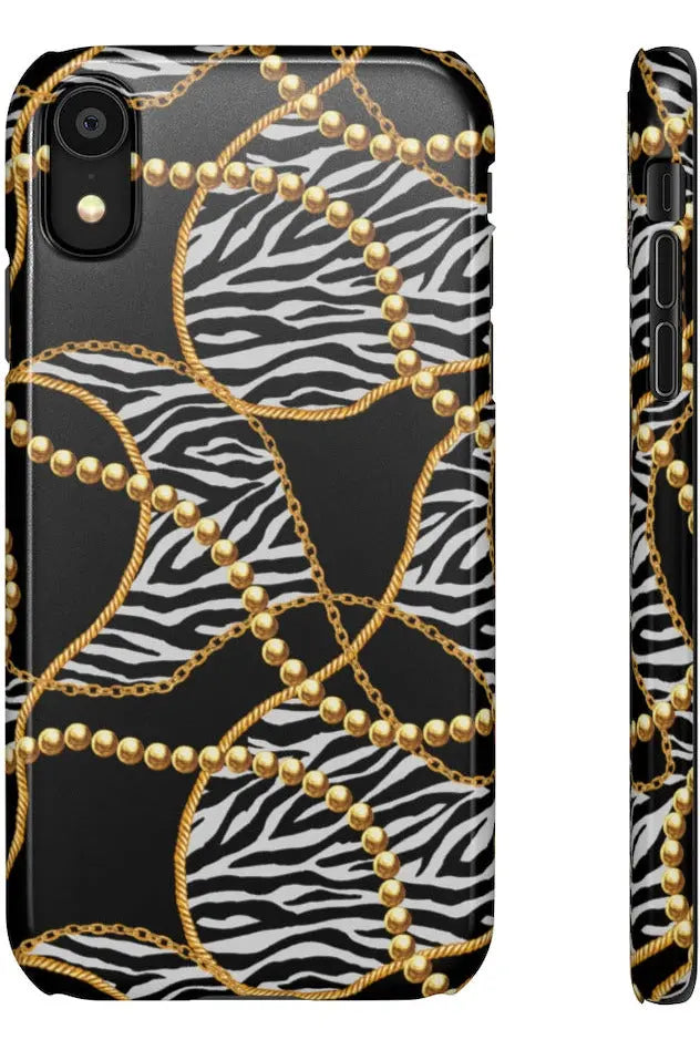 Groove Designer Collection (Black and White Animal Print Swirl + Pearls) Snap Phone Case