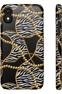 Groove Designer Collection (Black and White Animal Print Swirl + Pearls) Snap Phone Case