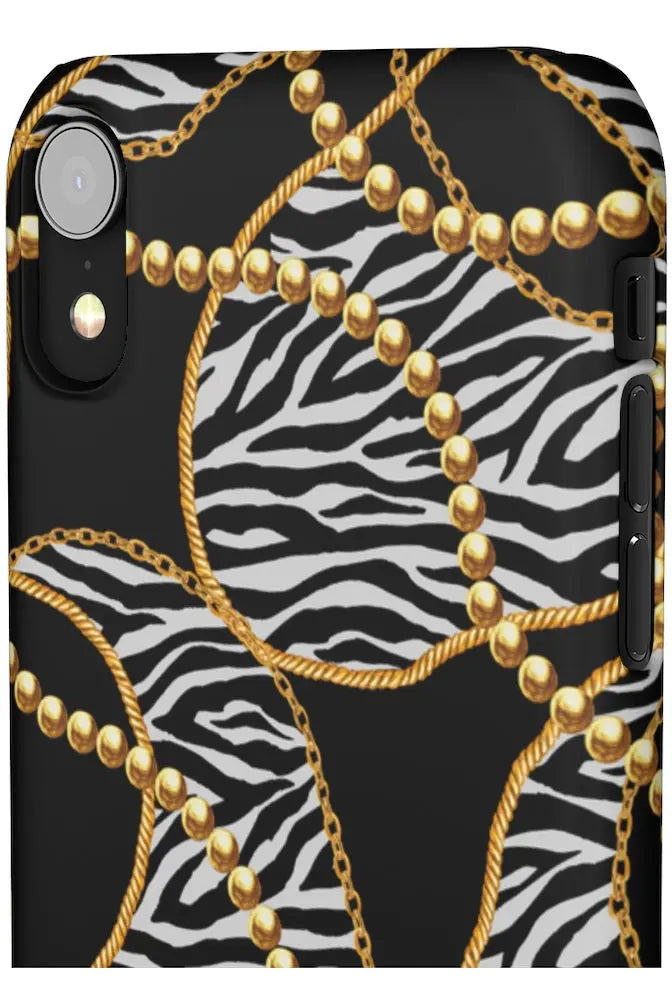 Groove Designer Collection (Black and White Animal Print Swirl + Pearls) Snap Phone Case