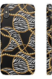 Groove Designer Collection (Black and White Animal Print Swirl + Pearls) Snap Phone Case