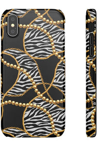 Groove Designer Collection (Black and White Animal Print Swirl + Pearls) Snap Phone Case