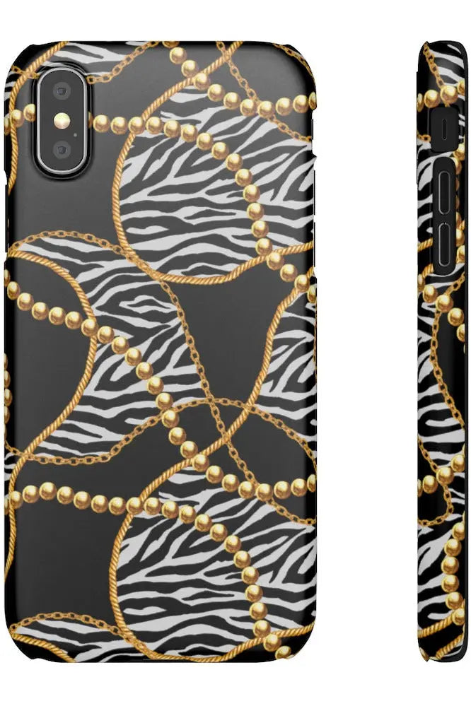 Groove Designer Collection (Black and White Animal Print Swirl + Pearls) Snap Phone Case