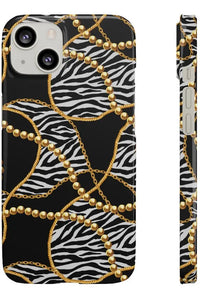 Groove Designer Collection (Black and White Animal Print Swirl + Pearls) Snap Phone Case