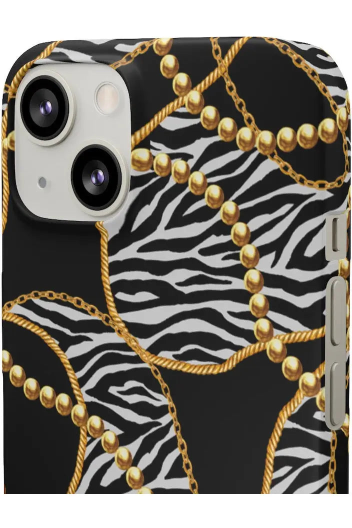 Groove Designer Collection (Black and White Animal Print Swirl + Pearls) Snap Phone Case