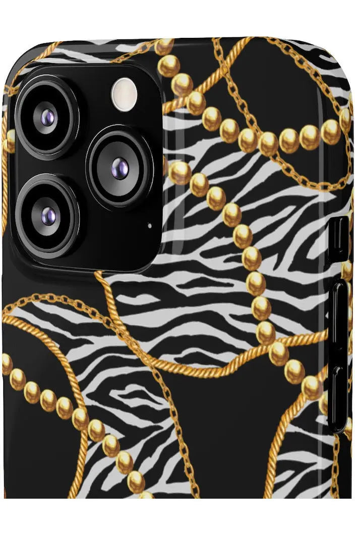 Groove Designer Collection (Black and White Animal Print Swirl + Pearls) Snap Phone Case