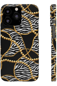 Groove Designer Collection (Black and White Animal Print Swirl + Pearls) Snap Phone Case