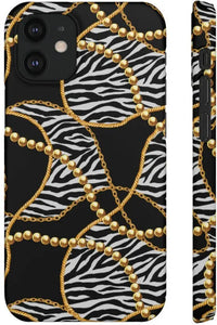 Groove Designer Collection (Black and White Animal Print Swirl + Pearls) Snap Phone Case