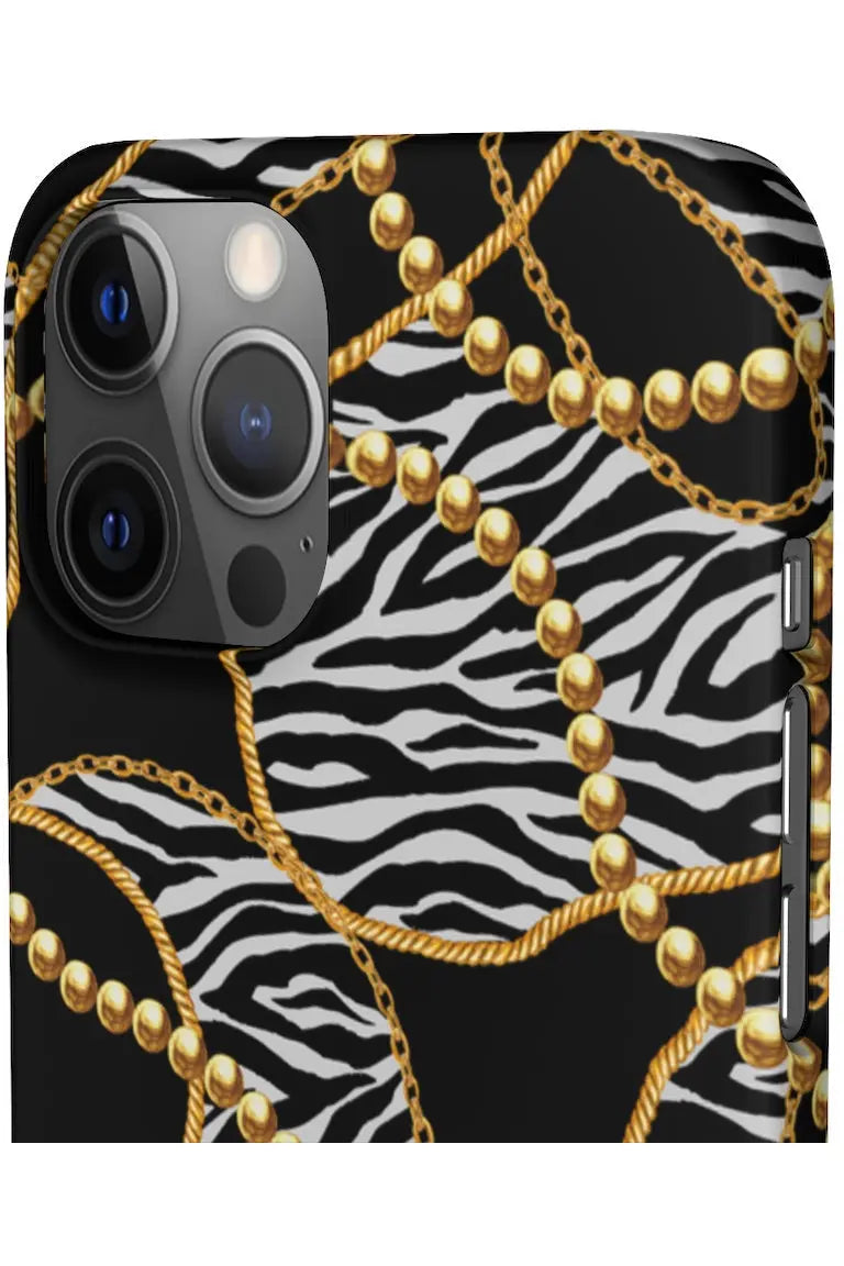 Groove Designer Collection (Black and White Animal Print Swirl + Pearls) Snap Phone Case