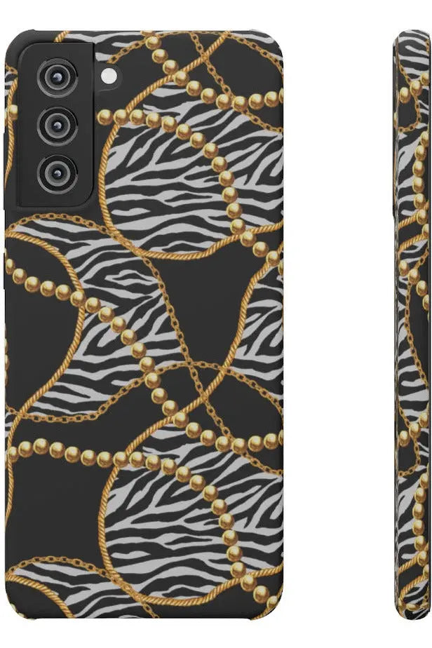 Groove Designer Collection (Black and White Animal Print Swirl + Pearls) Snap Phone Case