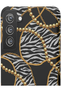 Groove Designer Collection (Black and White Animal Print Swirl + Pearls) Snap Phone Case